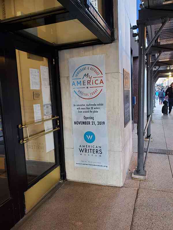 large format outdoor signage printed for the American Writers Museum in Chicago